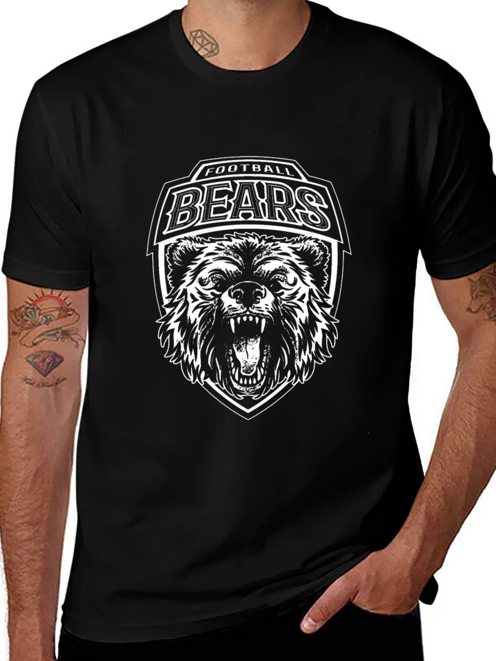 Football Bears Graphic T-Shirt - Black