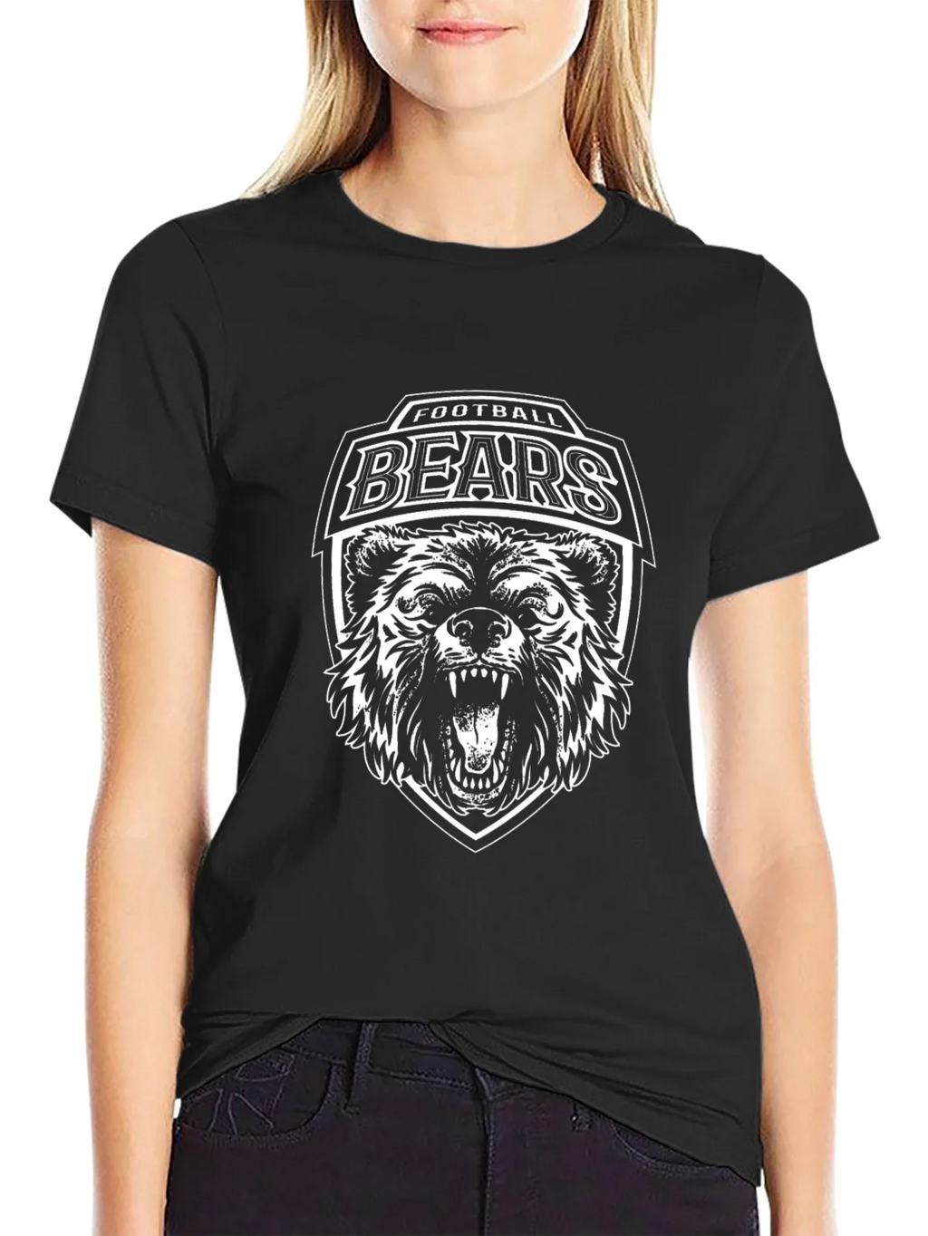 Football Bears Graphic T-Shirt - Black