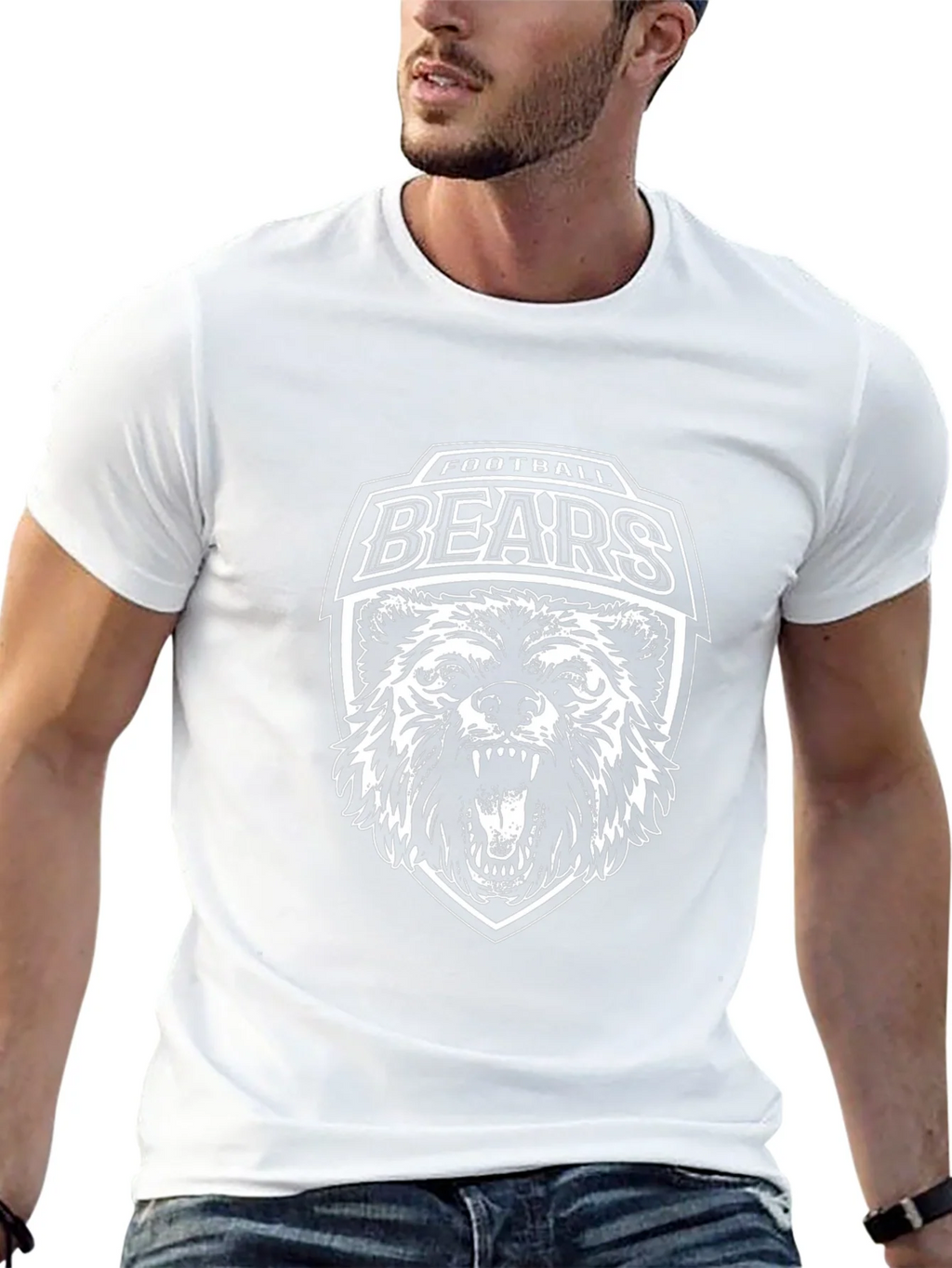 Football Bears Graphic T-Shirt - Black