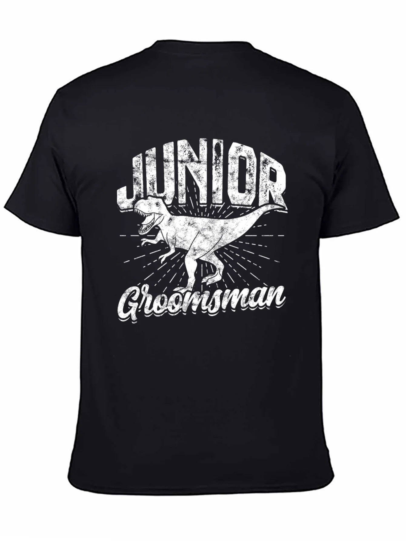 Junior Groomsman T-Rex Graphic Black T-Shirt