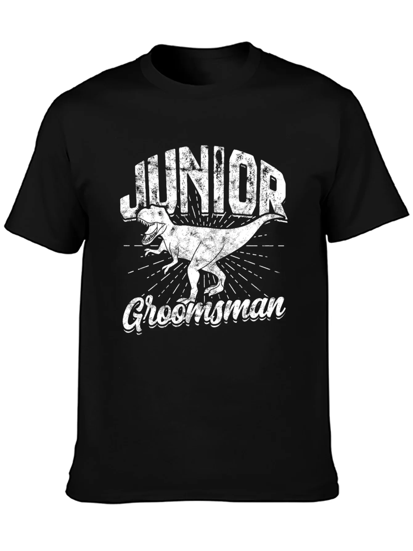 Junior Groomsman T-Rex Graphic Black T-Shirt