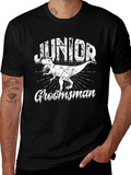Junior Groomsman T-Rex Graphic Black T-Shirt