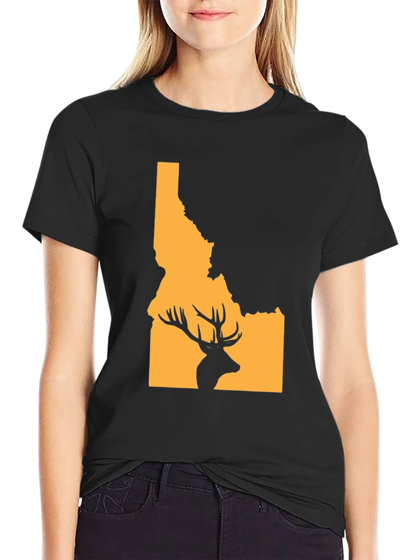 Idaho Deer Graphic Tee - Black Short Sleeve Shirt