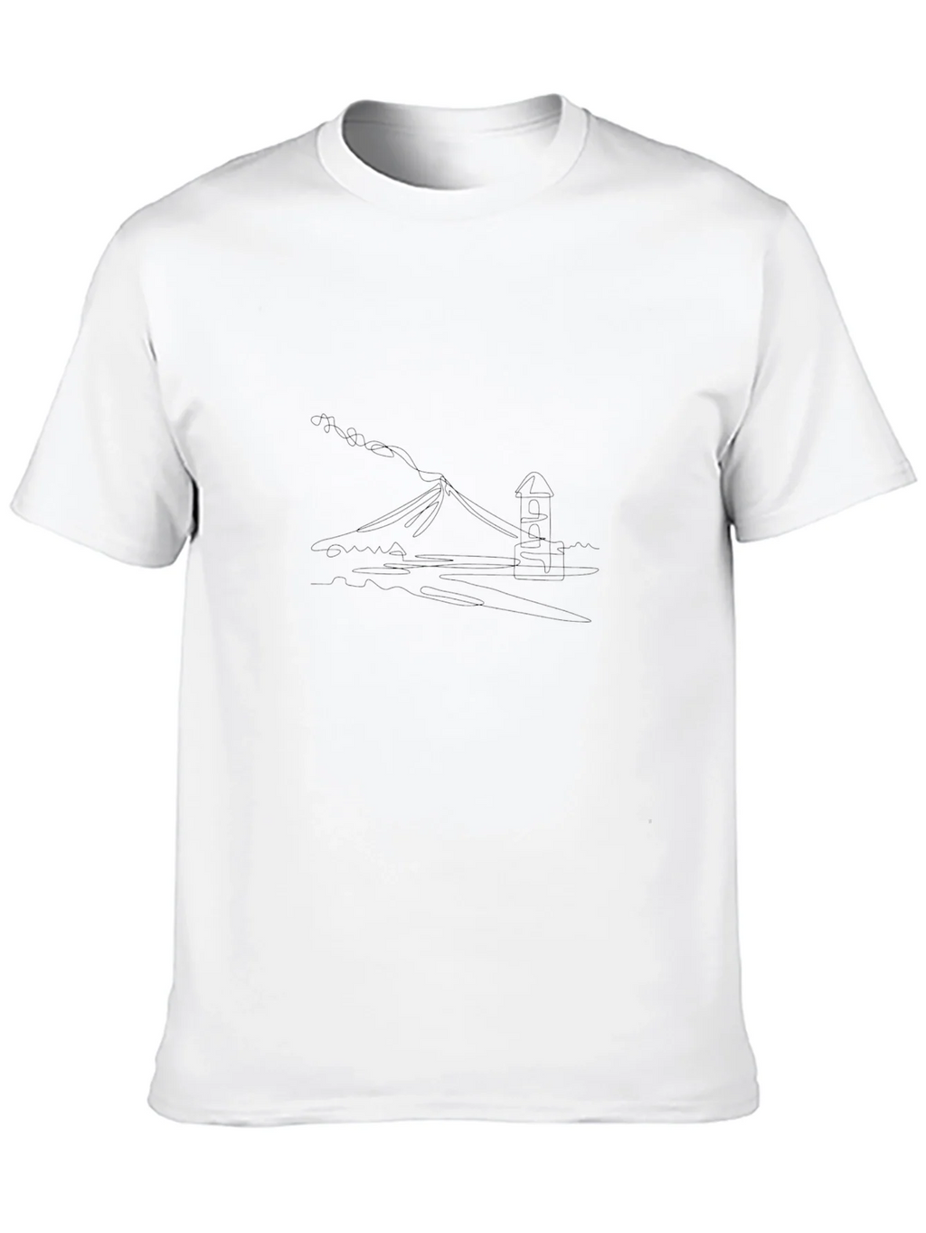 Black Tee with Mountain View Graphic
