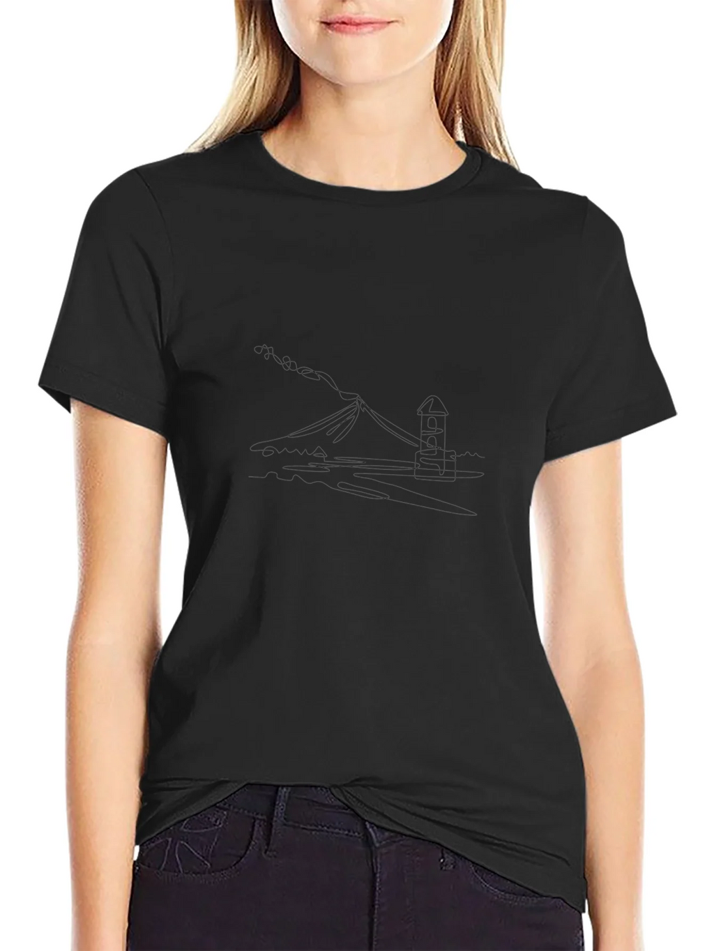 Black Tee with Mountain View Graphic