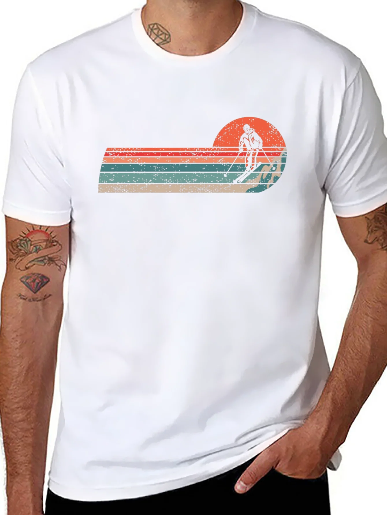 Retro Skiing Sunset T-Shirt