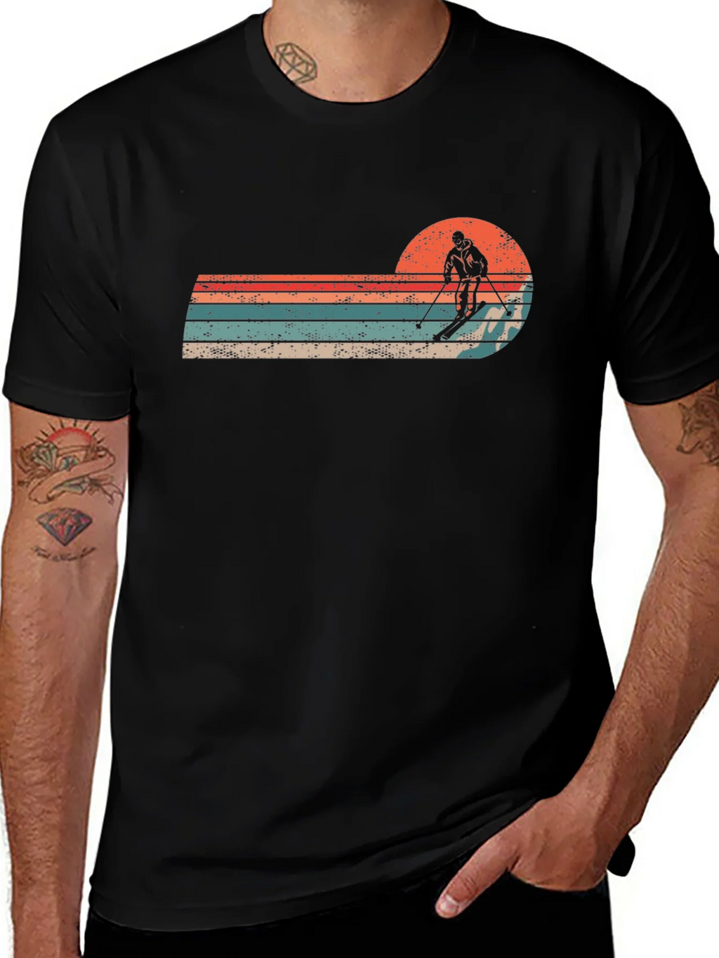 Retro Skiing Sunset T-Shirt