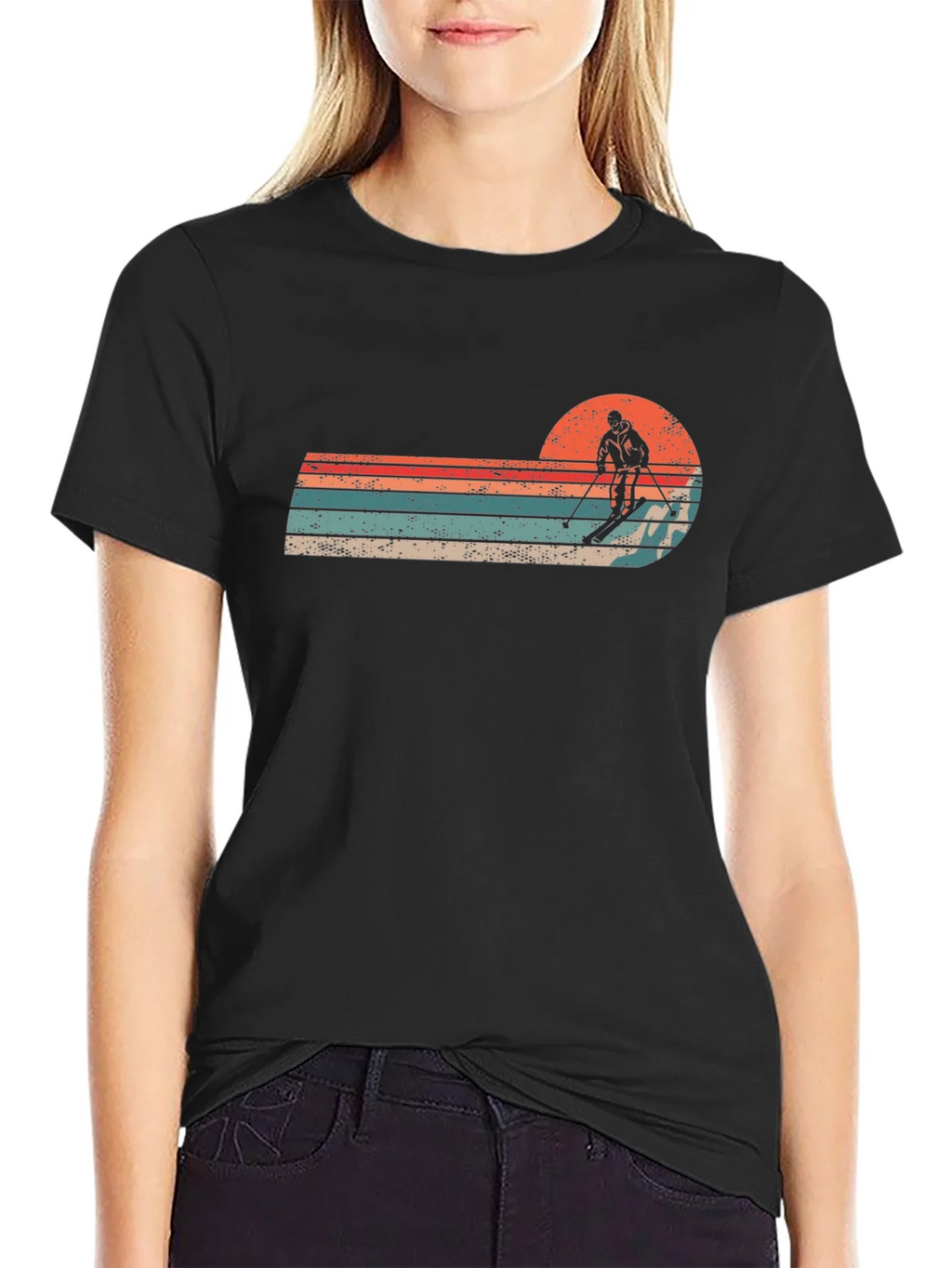 Retro Skiing Sunset T-Shirt