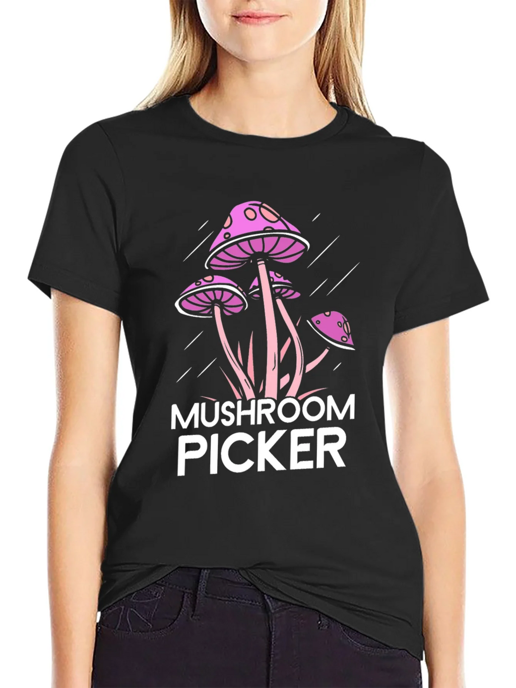 Mushroom Picker Black Graphic Tee
