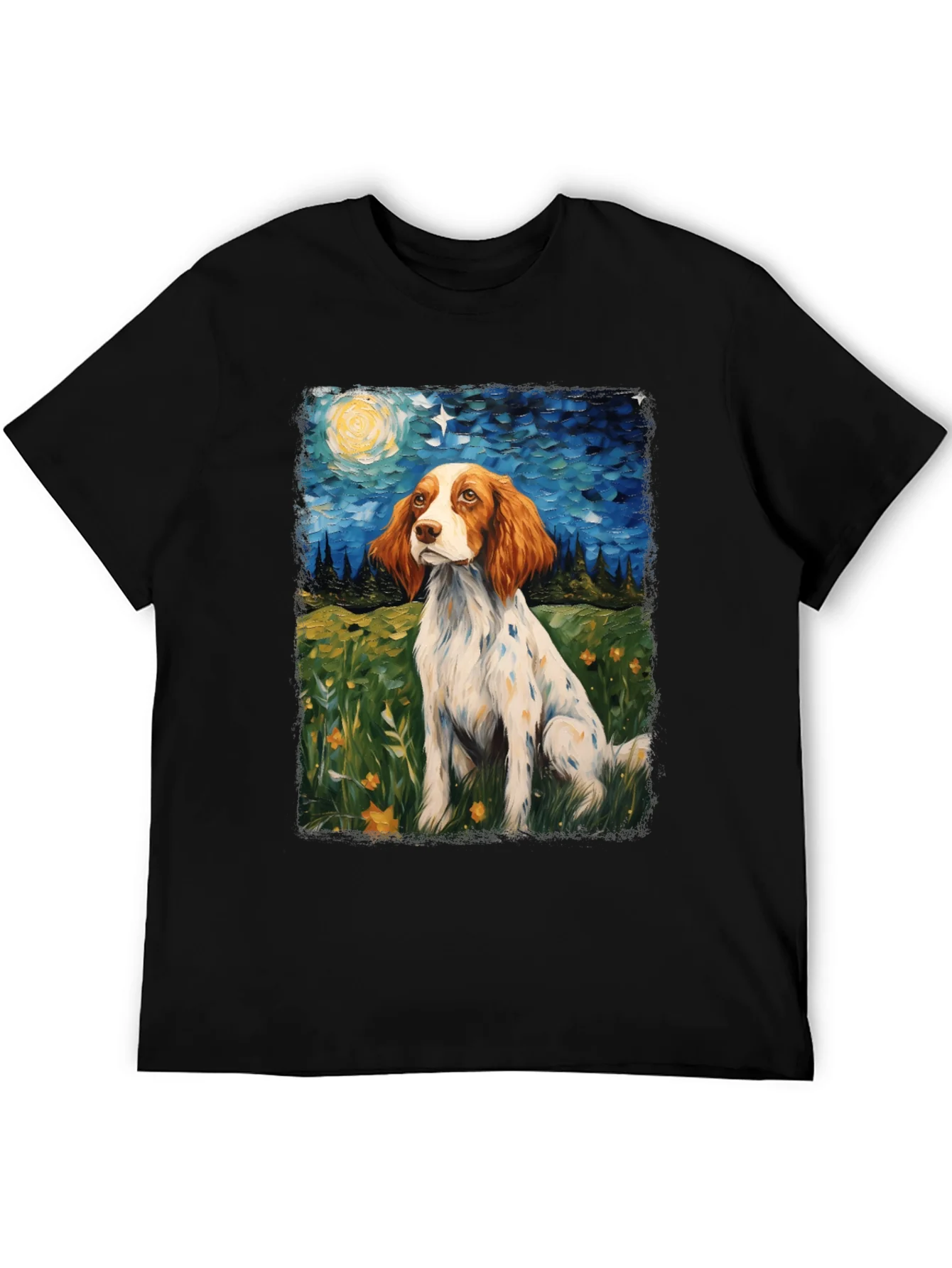 Brittany Spaniel Starry Night Graphic Tee