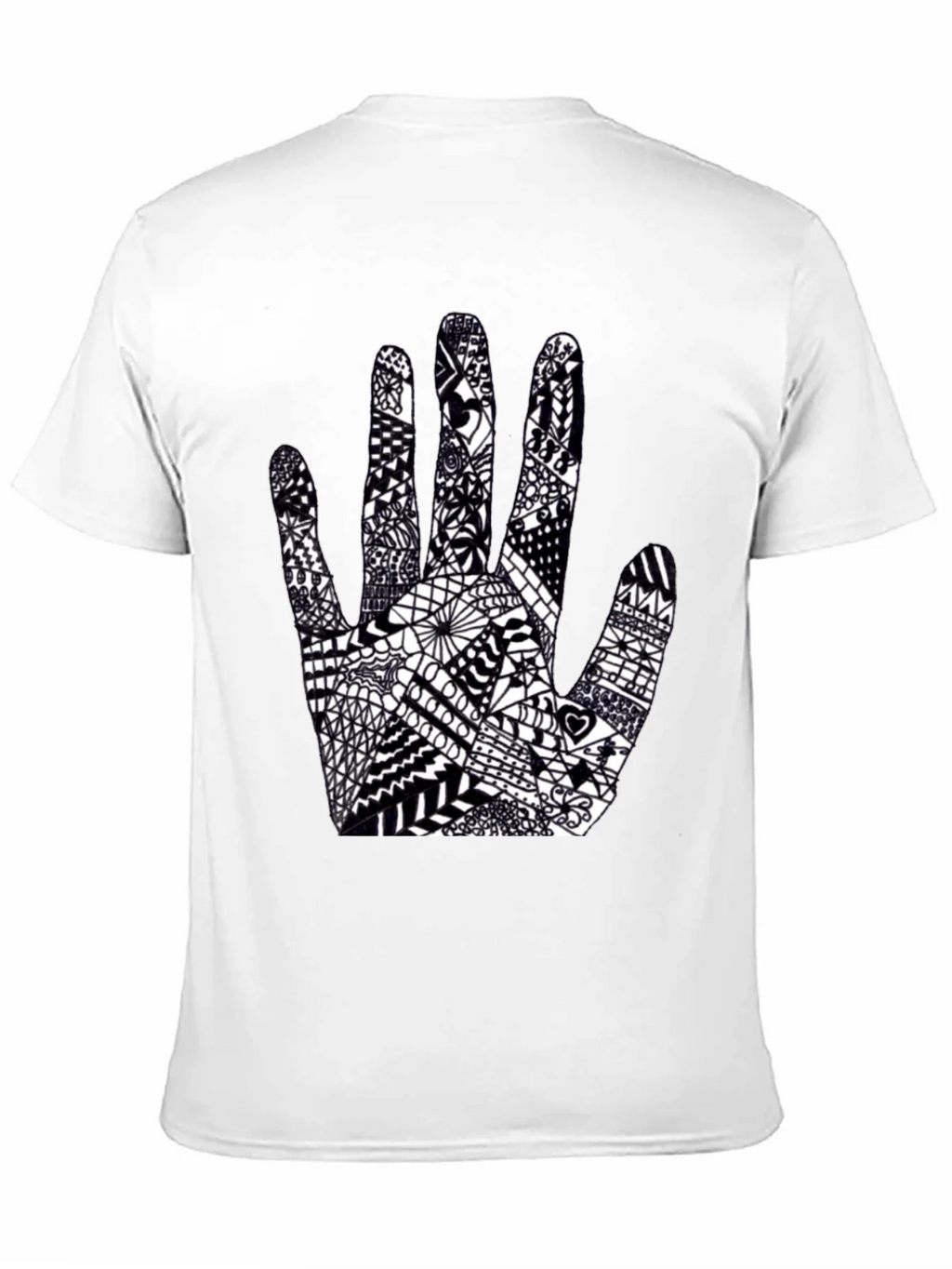 Black Tee with Hand Art Graphic