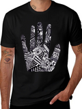 Black Tee with Hand Art Graphic