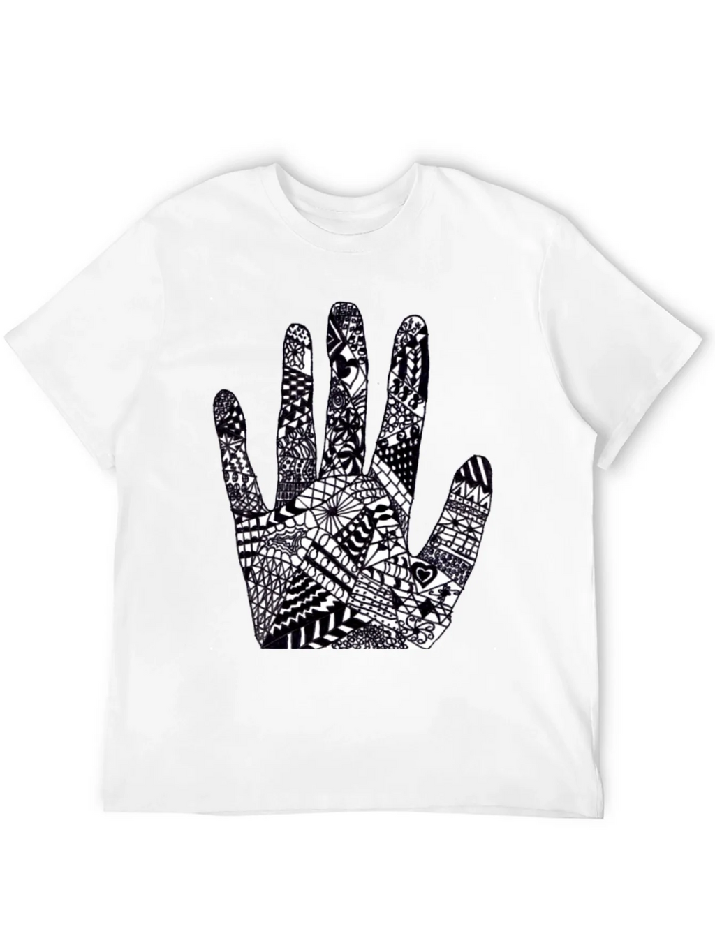 Black Tee with Hand Art Graphic