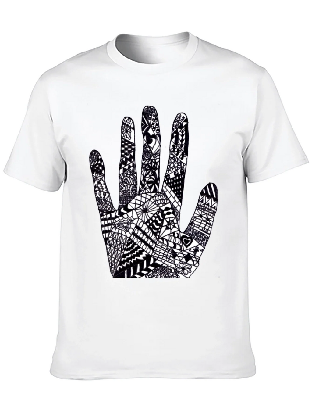 Black Tee with Hand Art Graphic