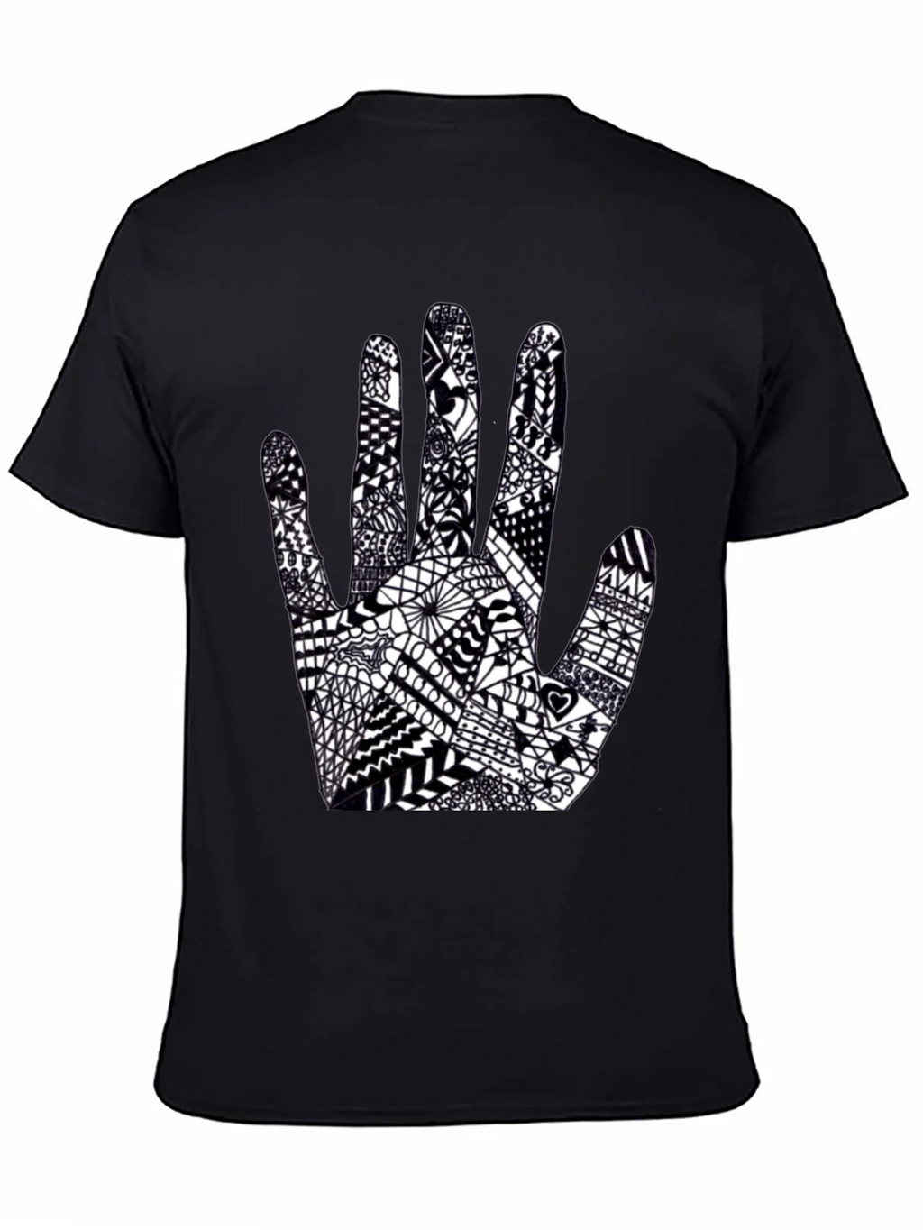 Black Tee with Hand Art Graphic