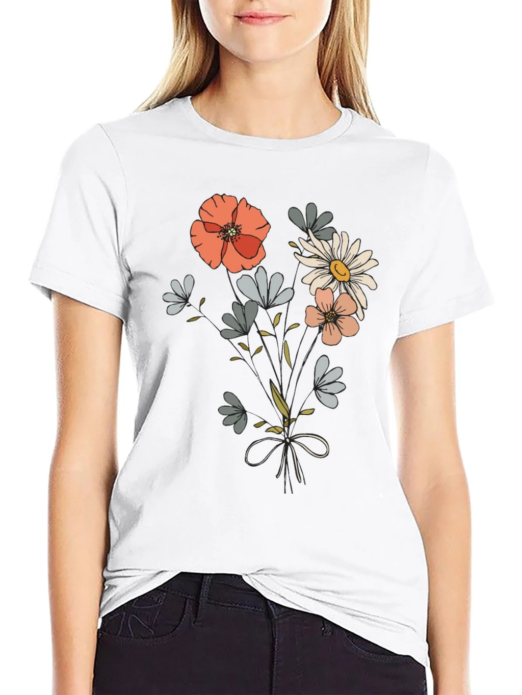 Floral Bouquet Graphic Tee - Casual Comfort
