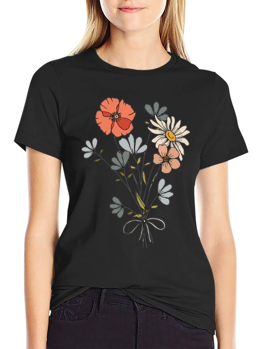 Floral Bouquet Graphic Tee - Casual Comfort