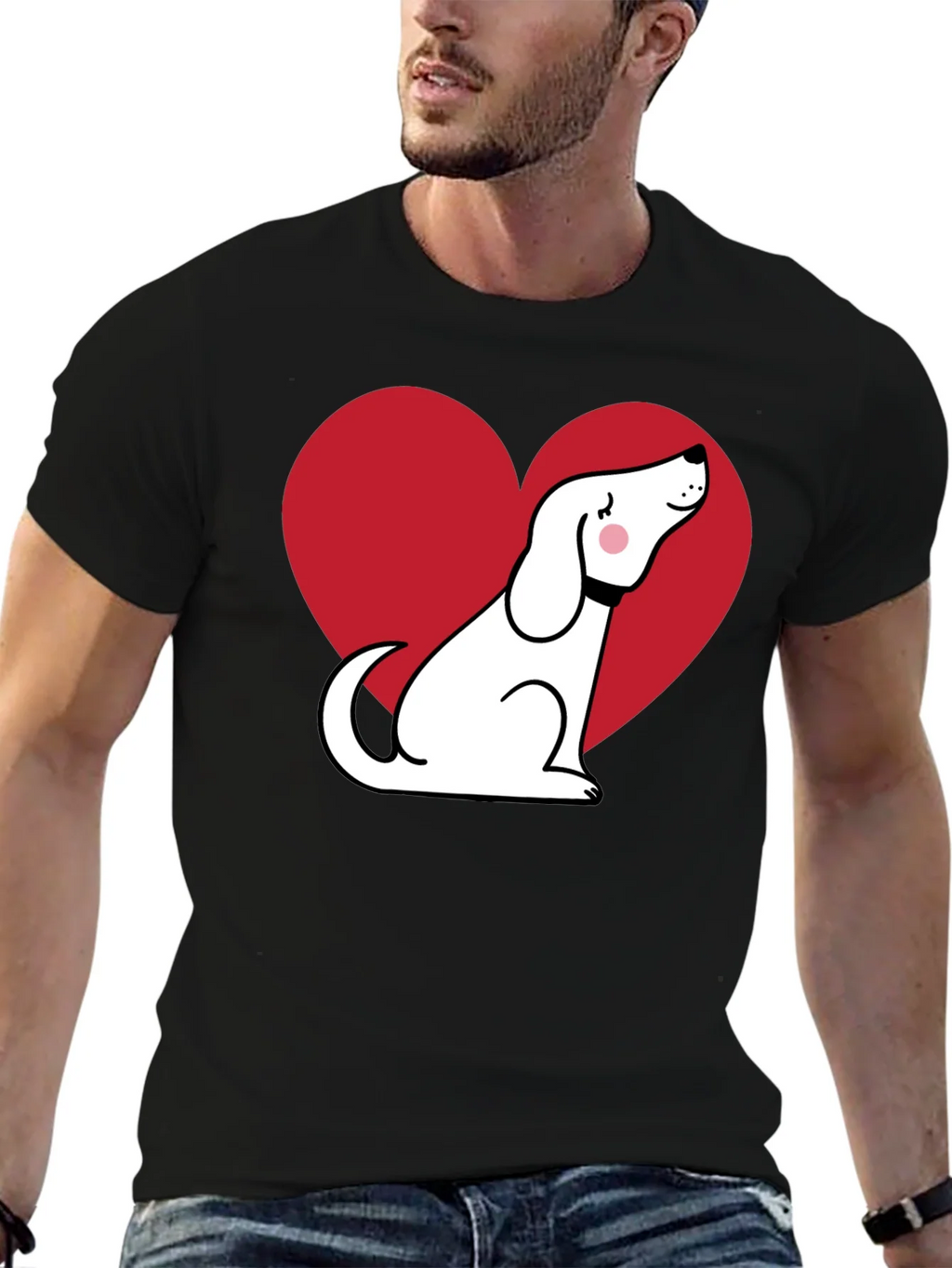 Dog Heart Graphic T-Shirt - Black