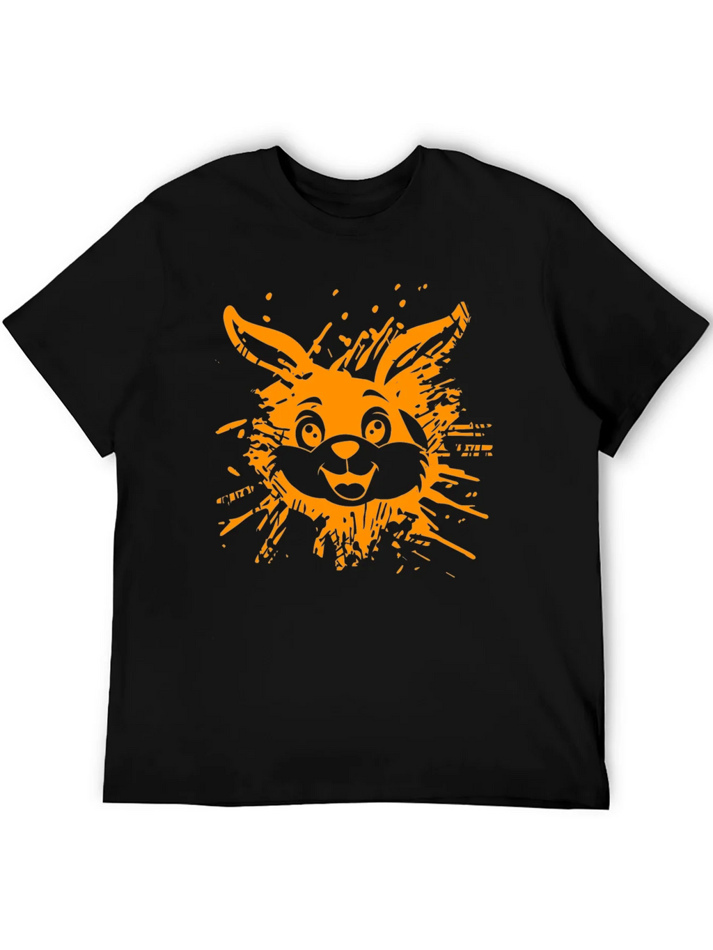 Funky Rabbit Graphic Tee - Black Cotton T-Shirt