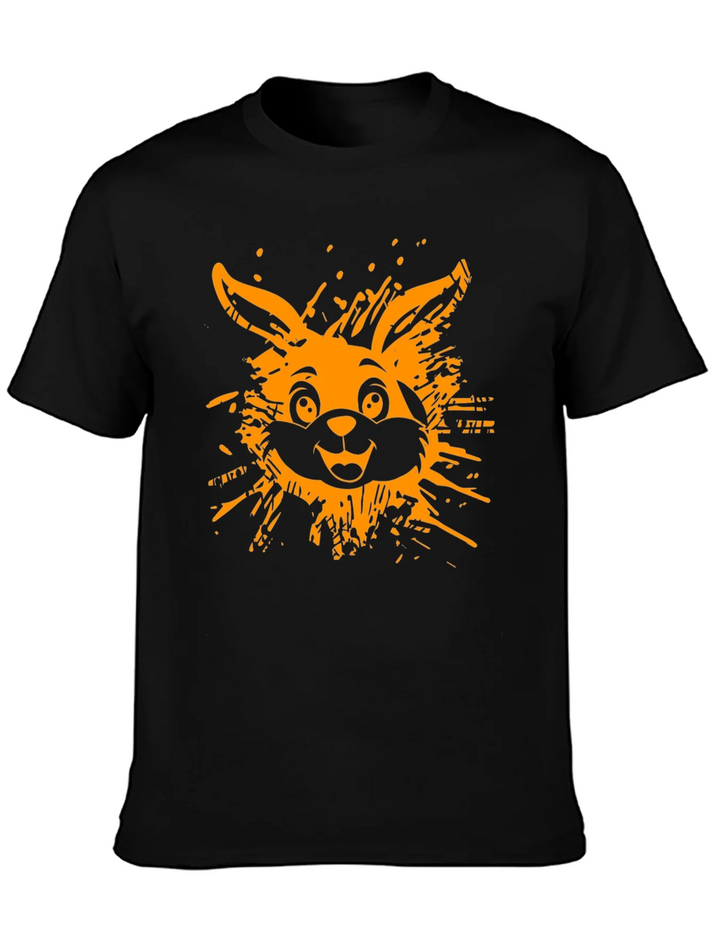 Funky Rabbit Graphic Tee - Black Cotton T-Shirt