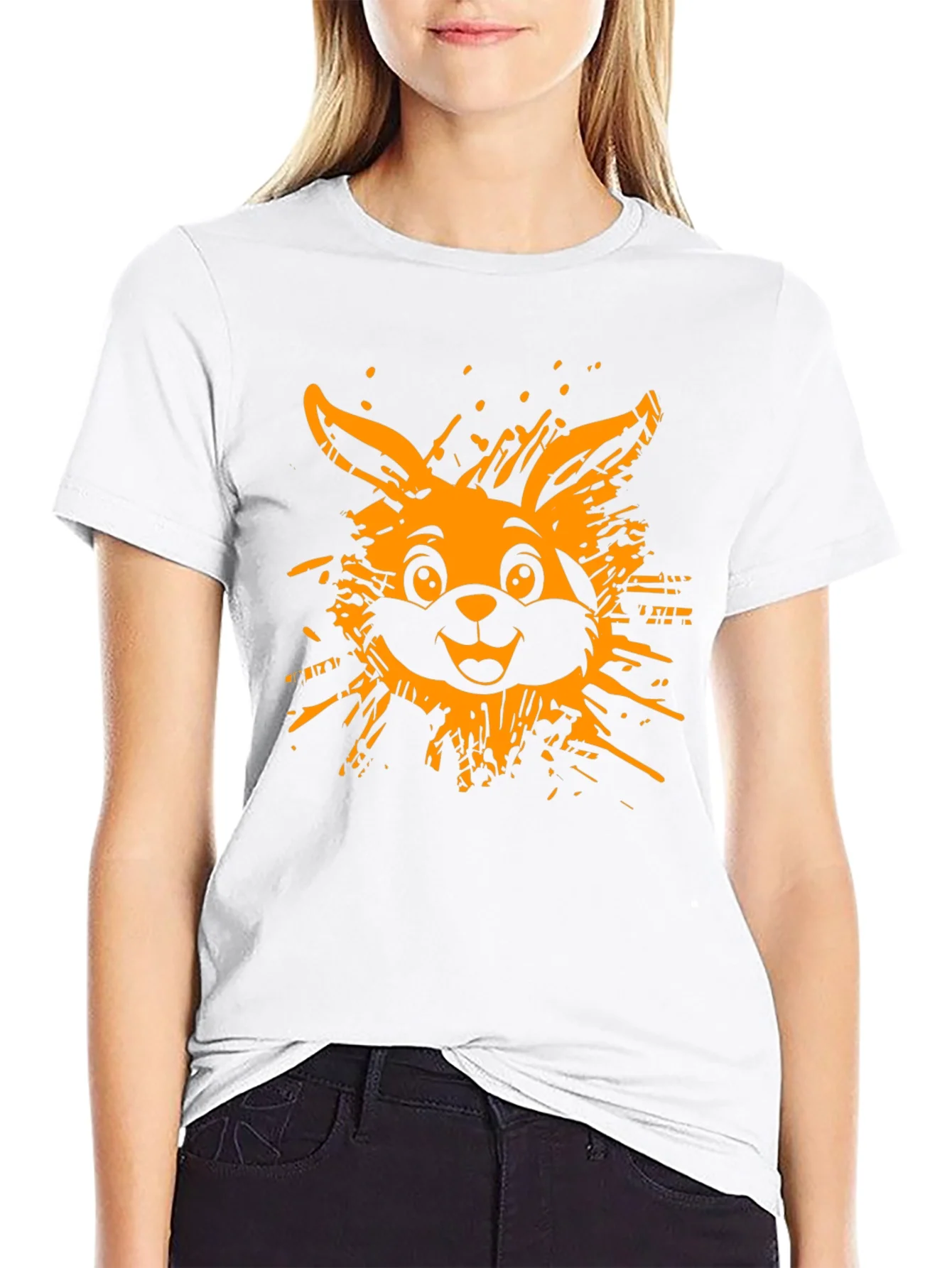 Funky Rabbit Graphic Tee - Black Cotton T-Shirt