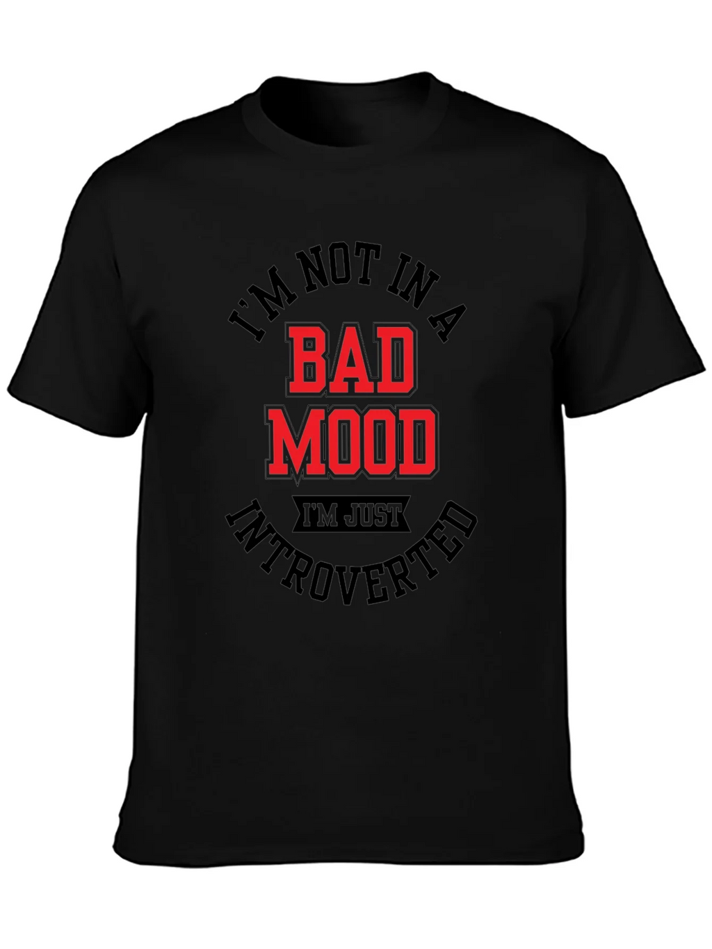 Introverted Mood T-Shirt - Black Graphic Tee