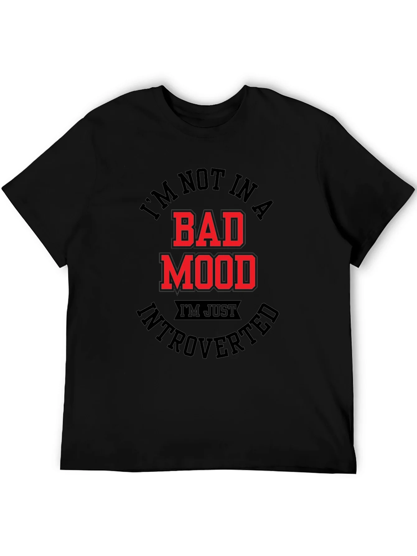 Introverted Mood T-Shirt - Black Graphic Tee
