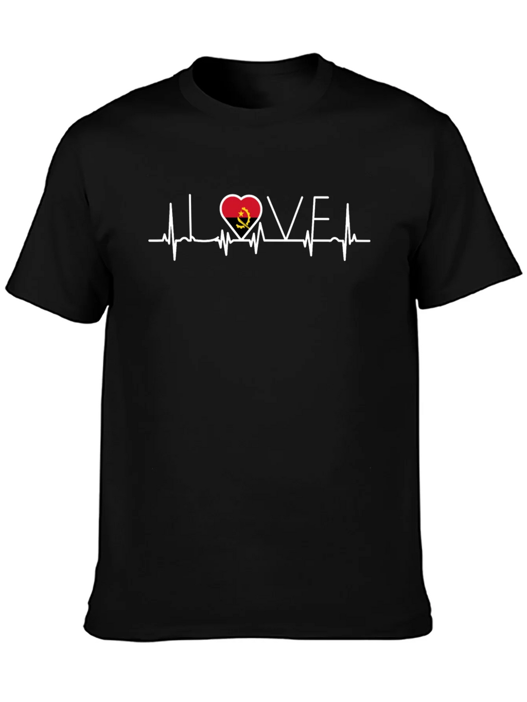 Angola Love Heartbeat Black T-Shirt