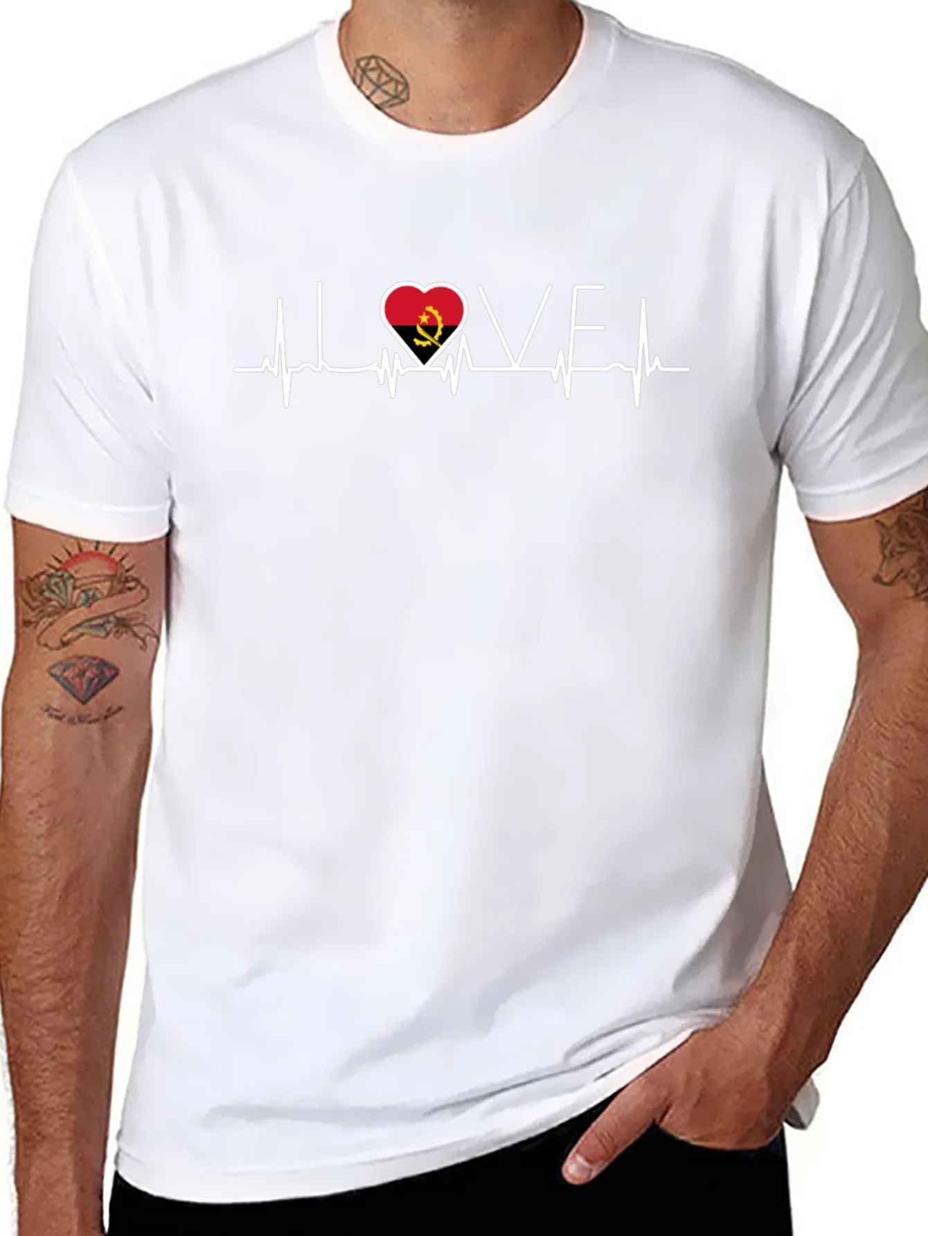 Angola Love Heartbeat Black T-Shirt
