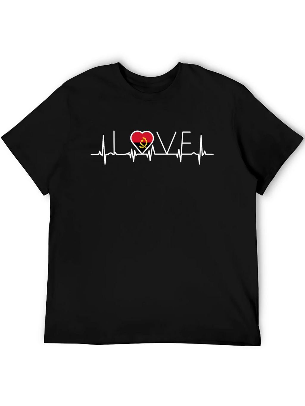 Angola Love Heartbeat Black T-Shirt