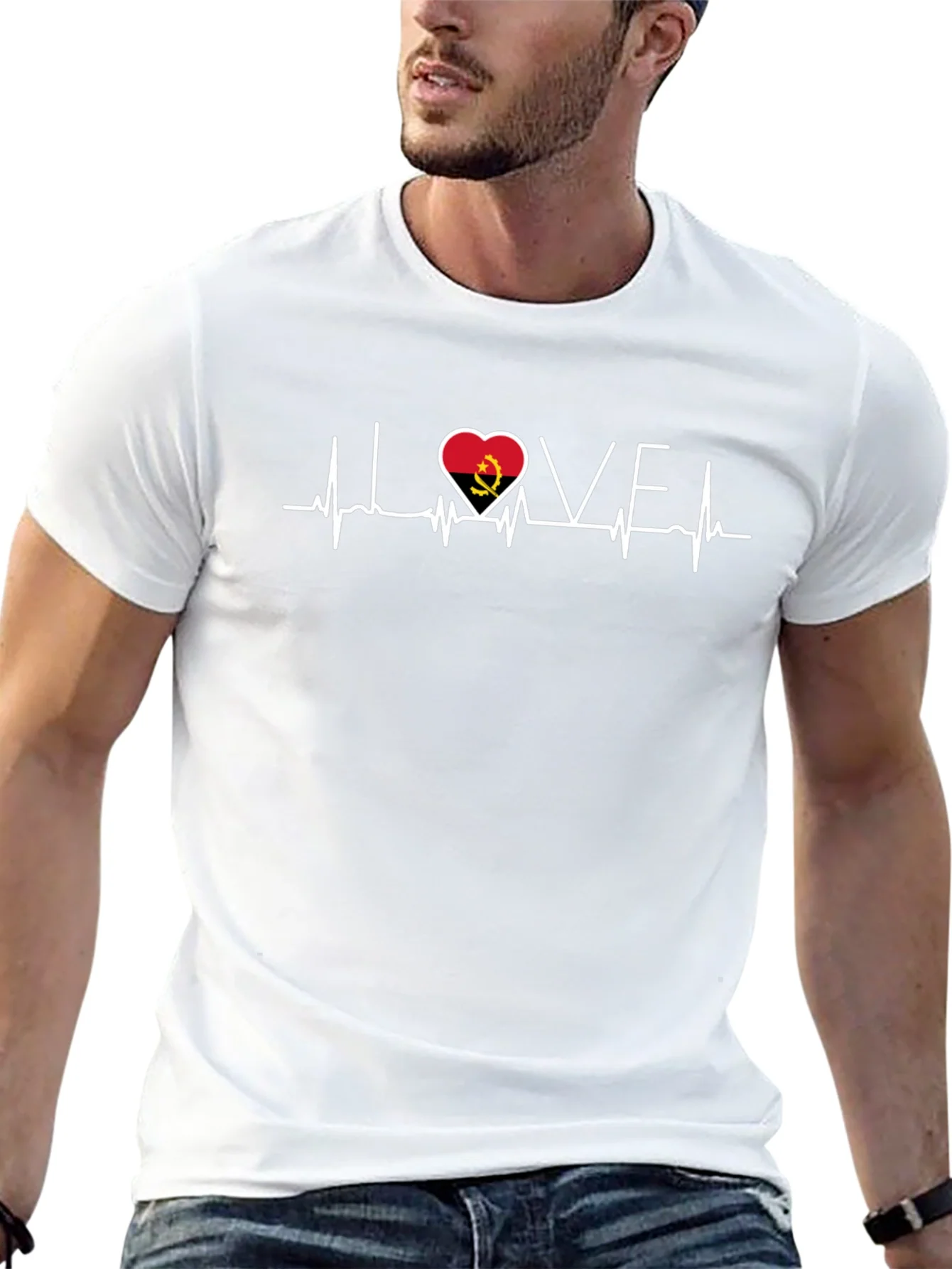 Angola Love Heartbeat Black T-Shirt