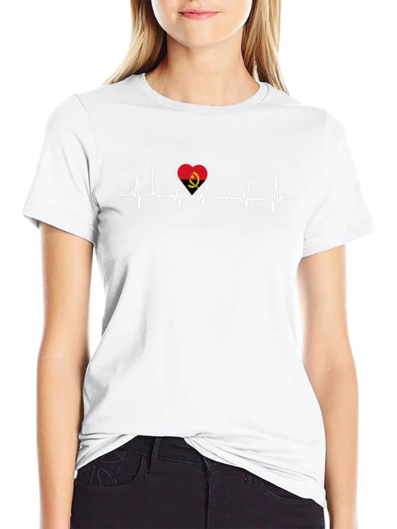 Angola Love Heartbeat Black T-Shirt