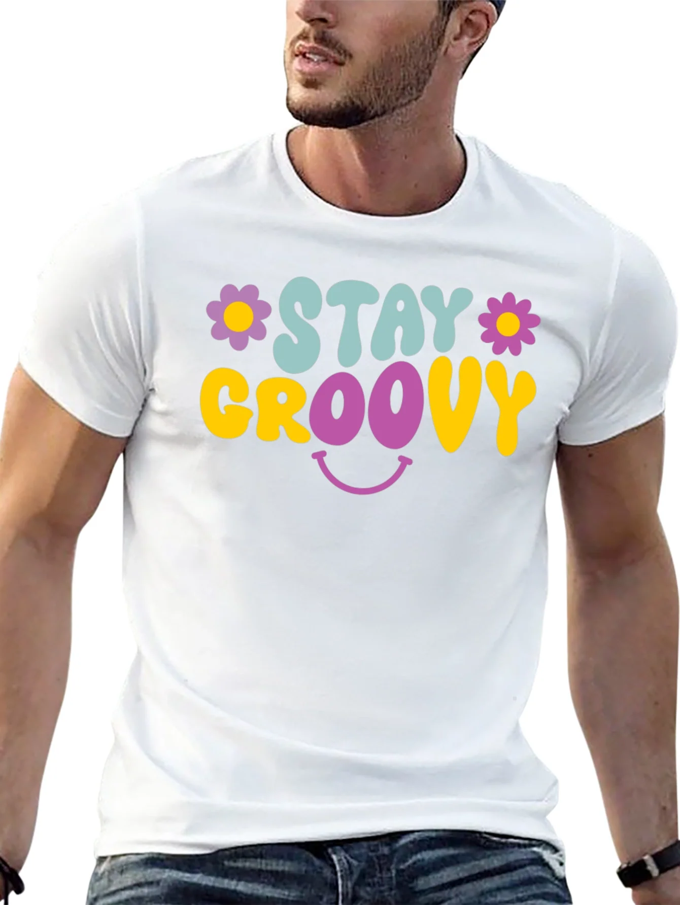 Stay Groovy Graphic Tee - Retro Smiley Face T-Shirt