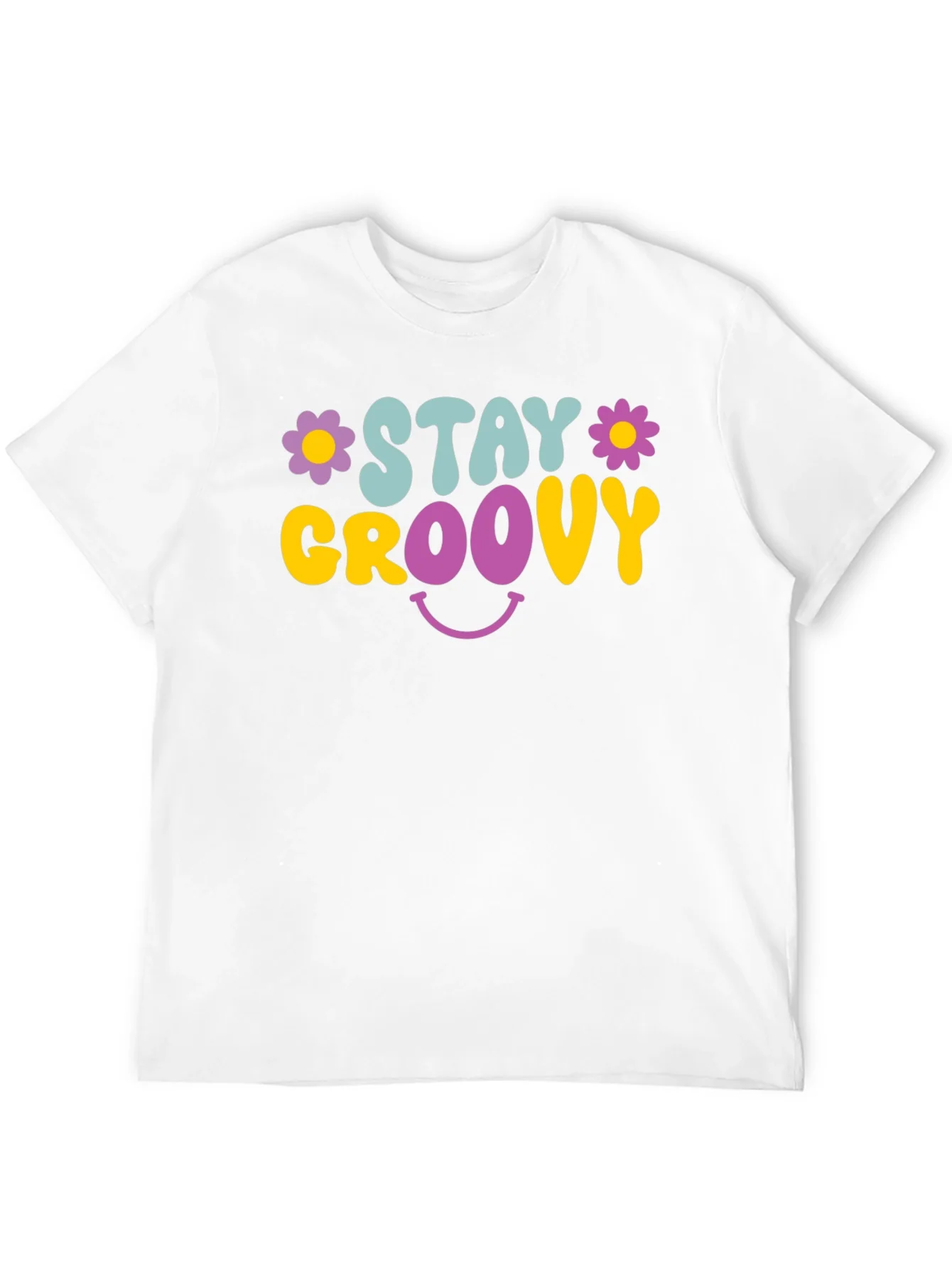 Stay Groovy Graphic Tee - Retro Smiley Face T-Shirt