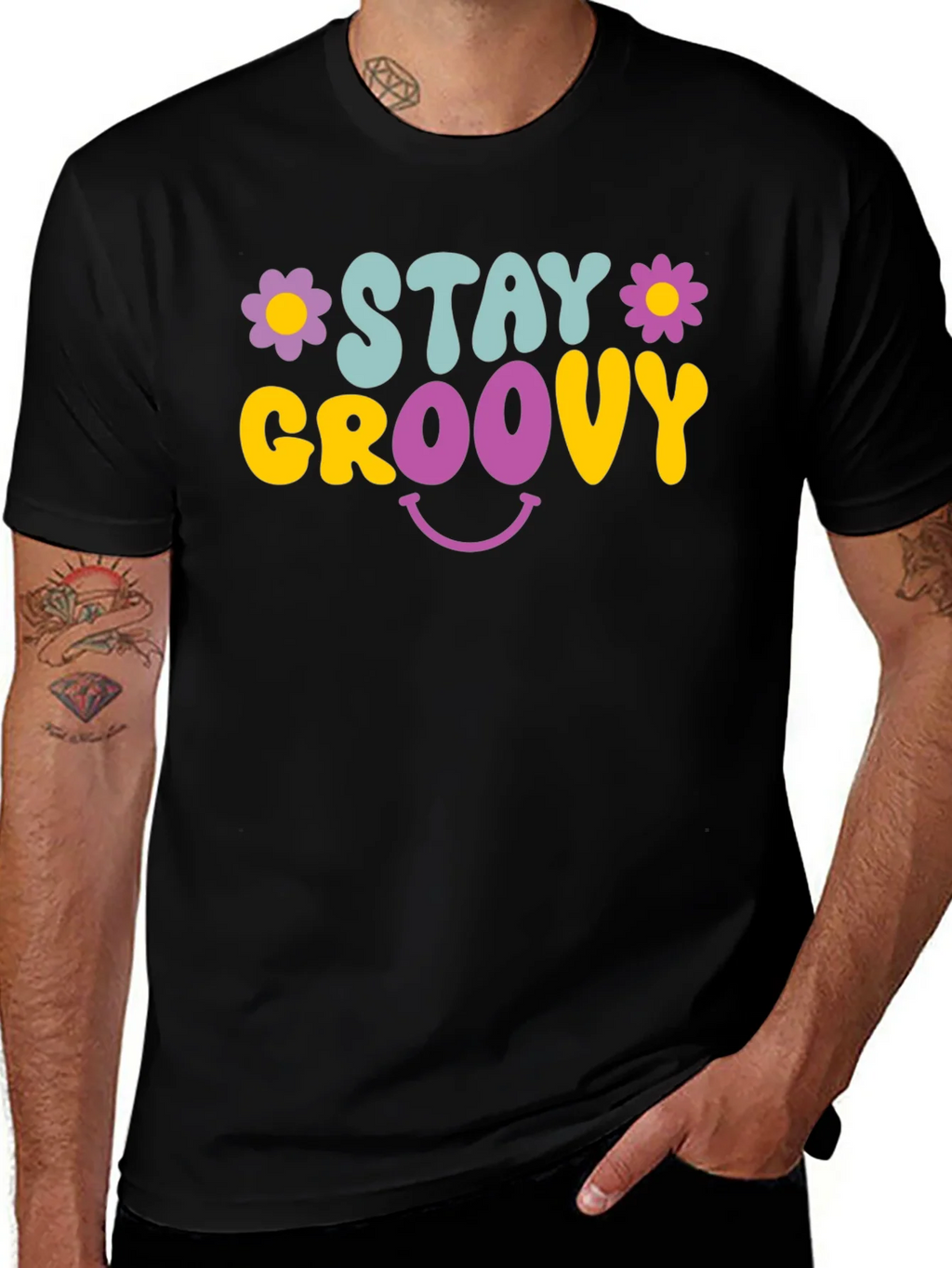 Stay Groovy Graphic Tee - Retro Smiley Face T-Shirt