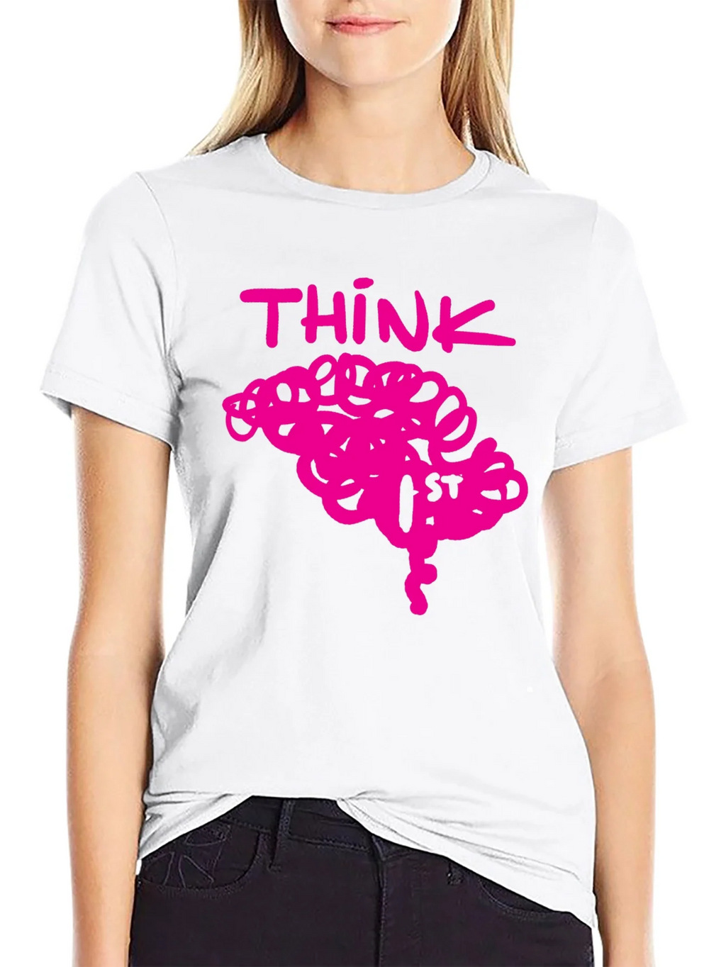 Think Brain Pink Graphic Tee