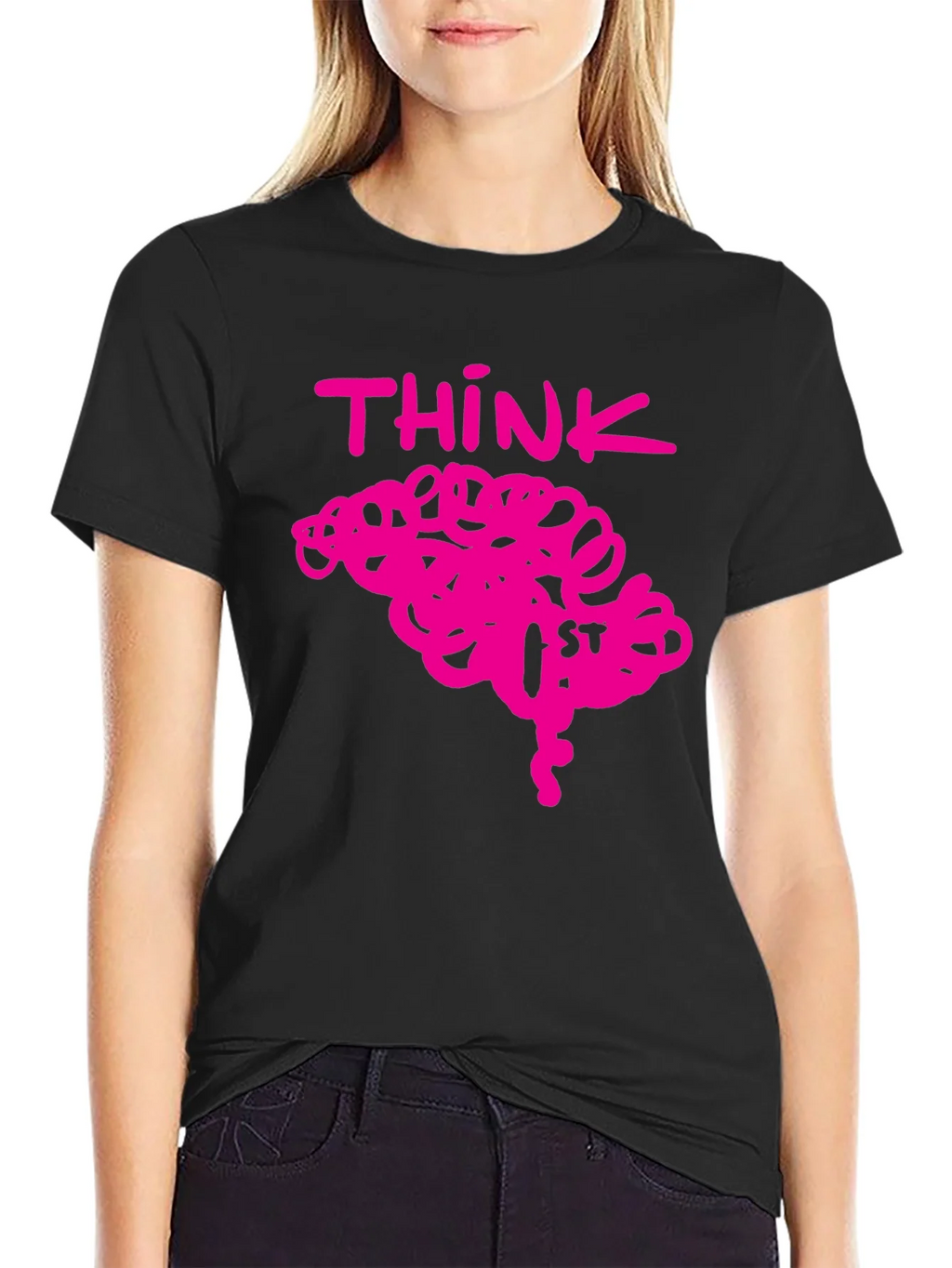 Think Brain Pink Graphic Tee