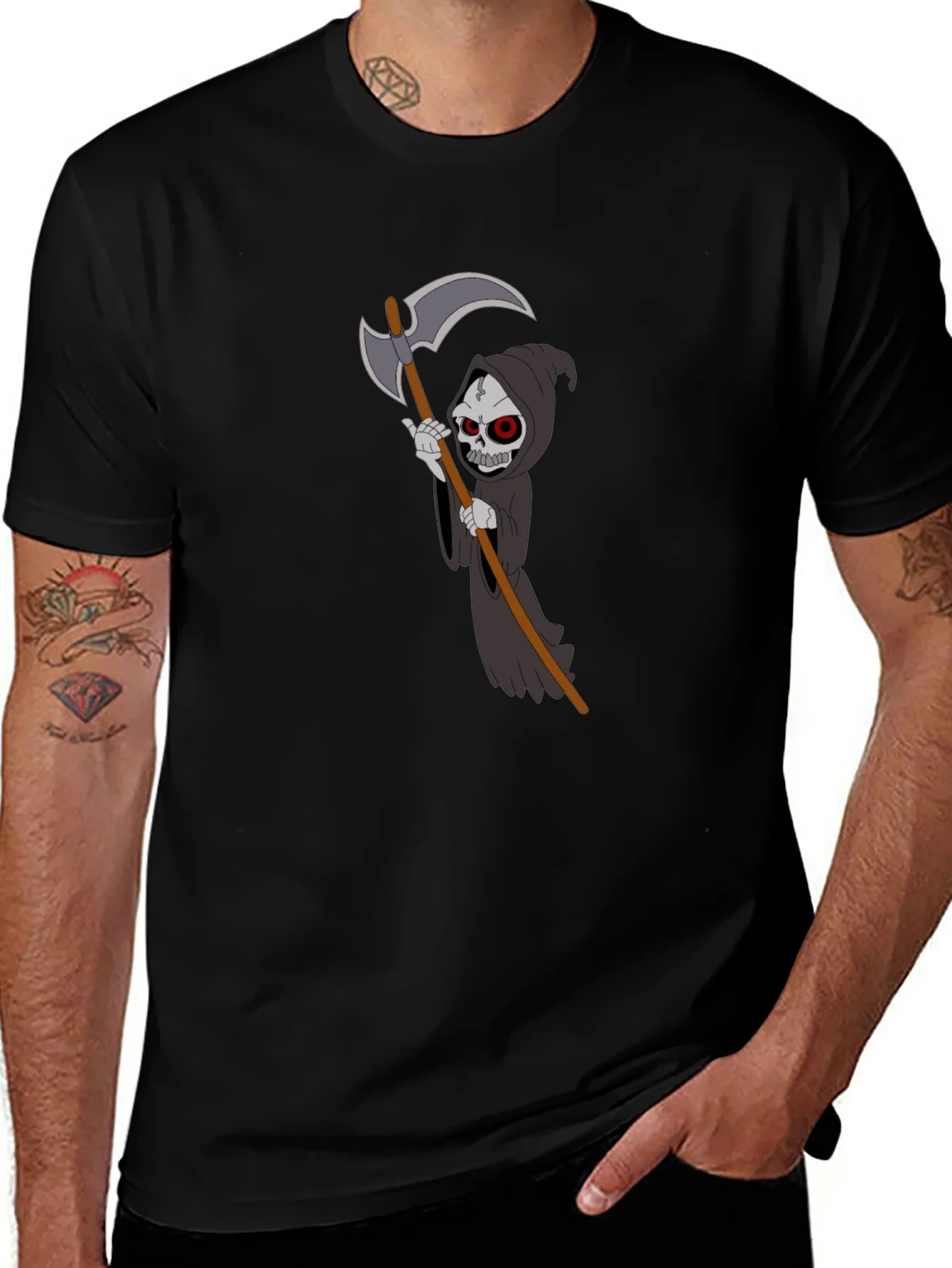 Grim Reaper Graphic T-Shirt - Black Cotton Tee