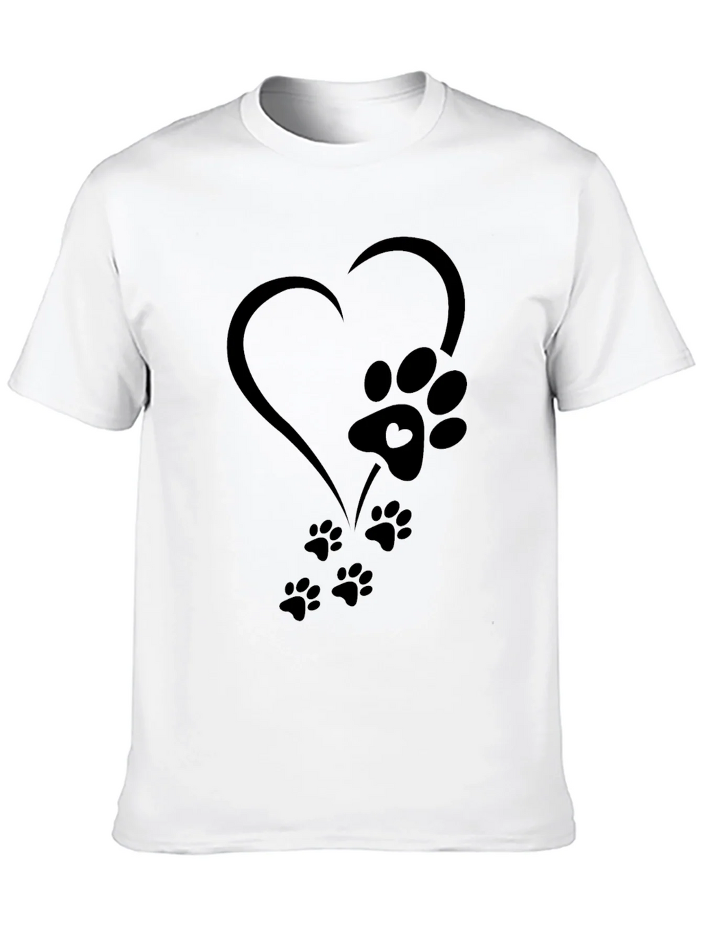Heart Paw Print Graphic Tee - Black