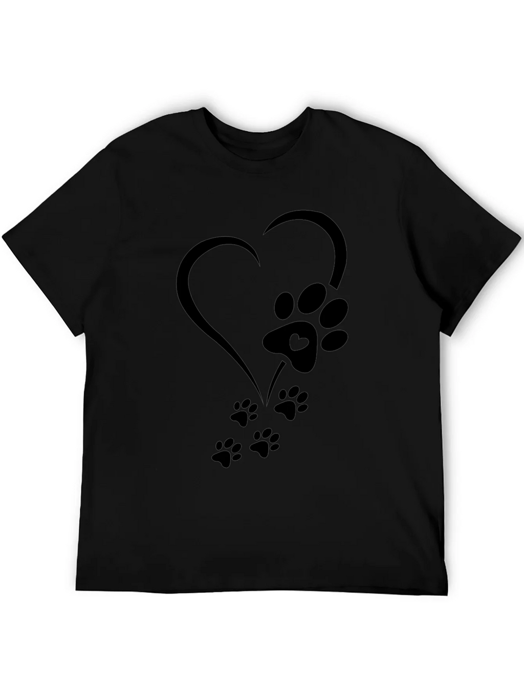 Heart Paw Print Graphic Tee - Black