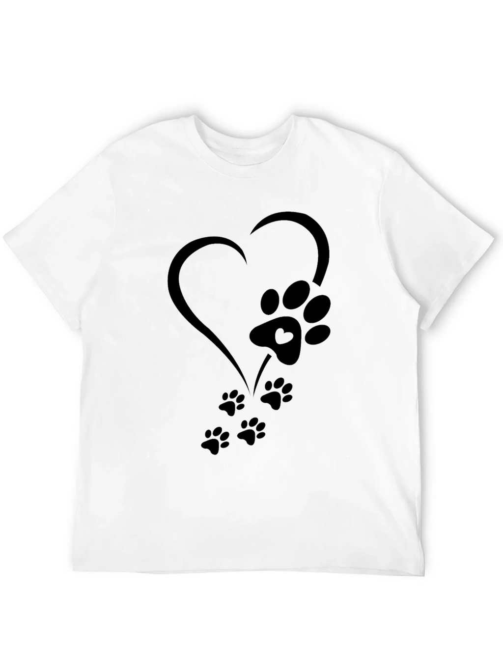 Heart Paw Print Graphic Tee - Black
