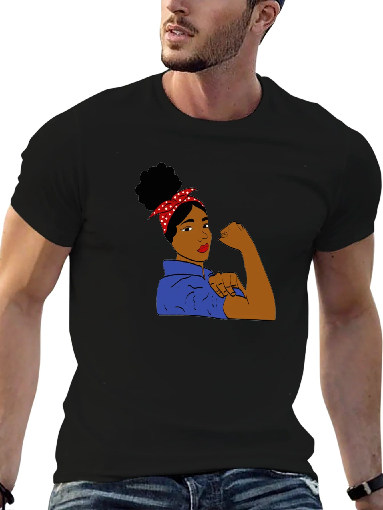 Rosie Riveter Black T-Shirt - We Can Do It!