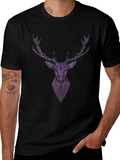 Geometric Galaxy Deer Head Graphic T-Shirt