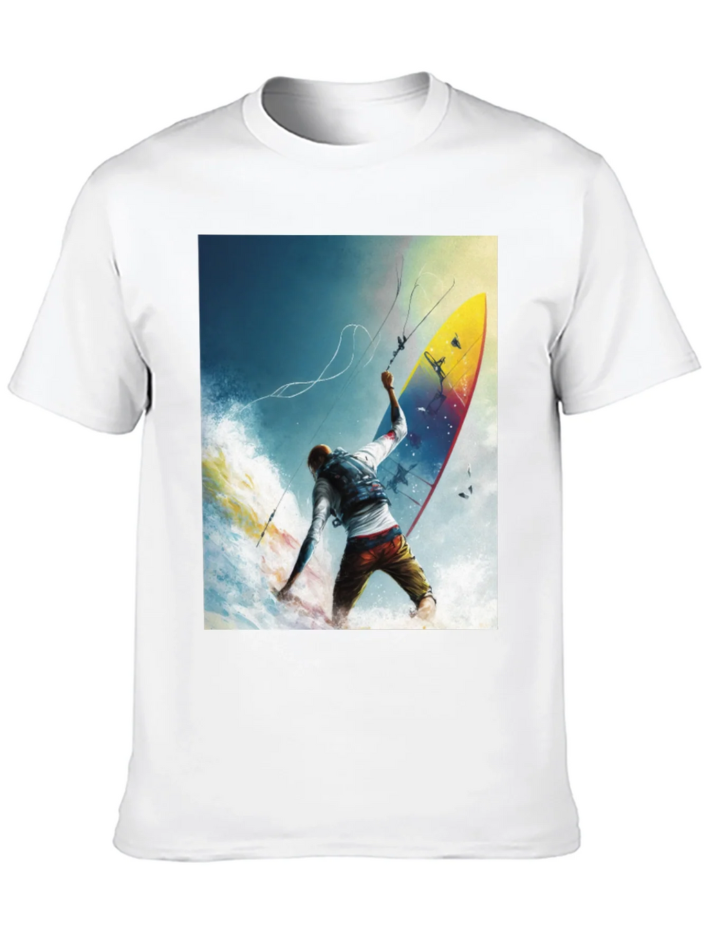 Surfing Print Black T-Shirt