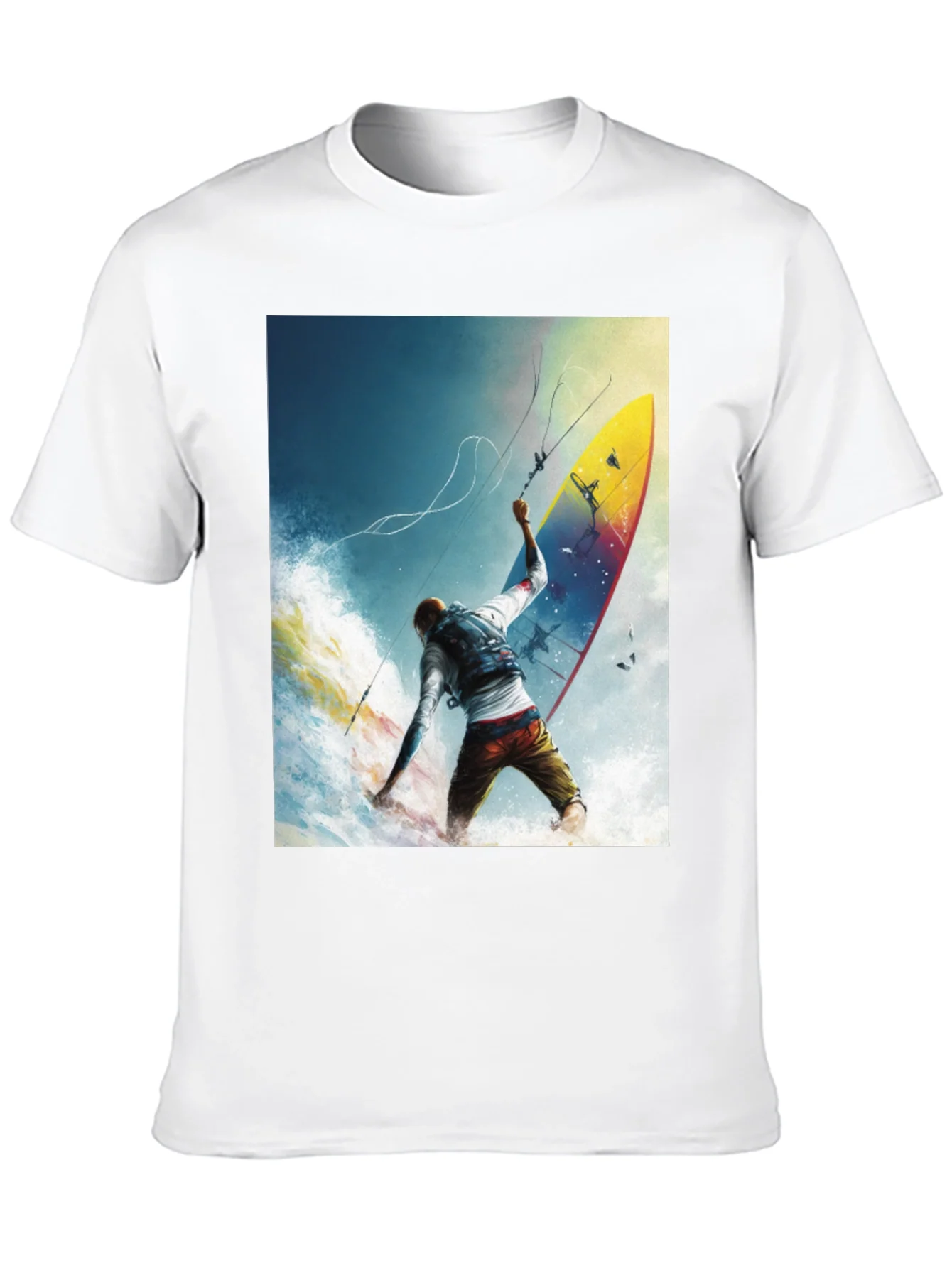 Surfing Print Black T-Shirt