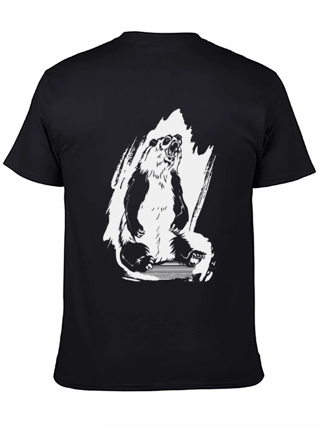 Bear Graphic Tee - Mens Black Crew Neck T-Shirt