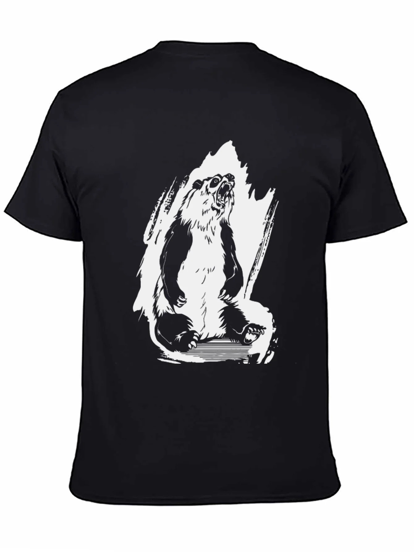Bear Graphic Tee - Mens Black Crew Neck T-Shirt