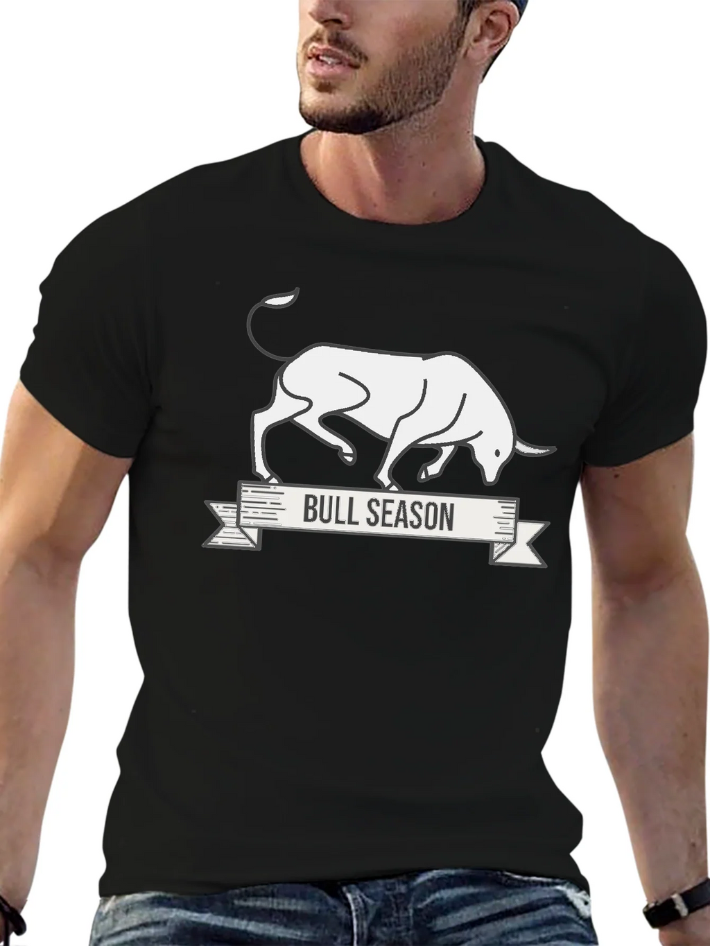 Bull Season Graphic Tee - Black Cotton T-Shirt