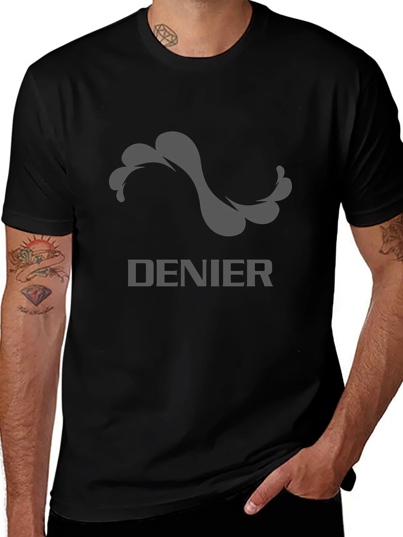 Denier Graphic Tee - Stylish Mens Black T-Shirt