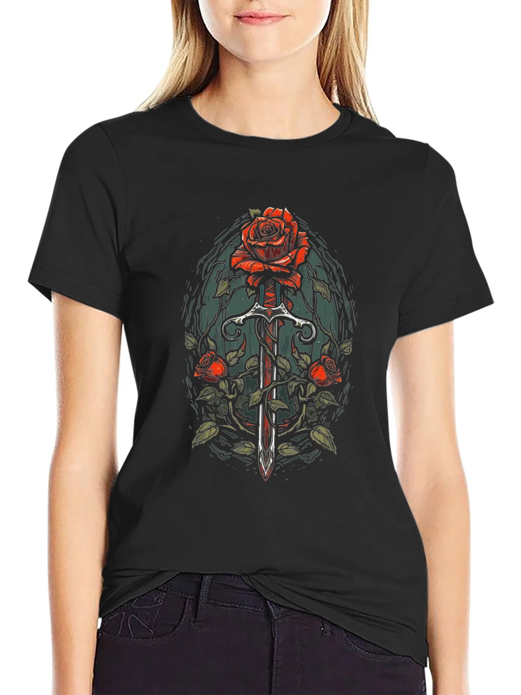 Rose and Sword Graphic Tee